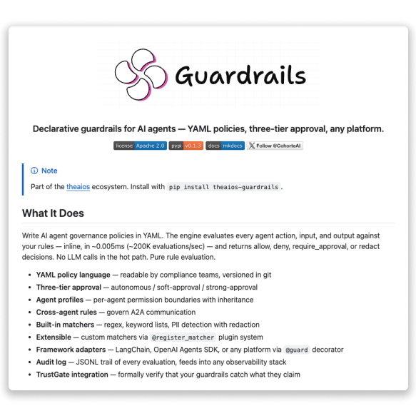 Guardrails — AI agent policy engine by Charafeddine Mouzouni