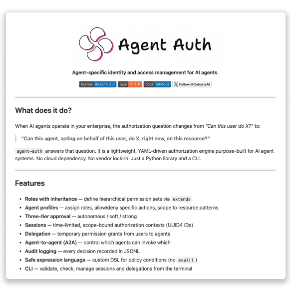 Agent-Auth — AI agent identity management by Charafeddine Mouzouni