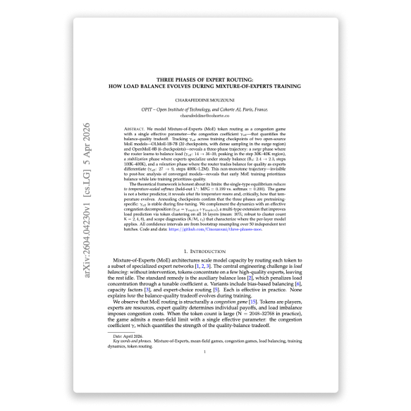 Three Phases of Expert Routing — research paper by Charafeddine Mouzouni