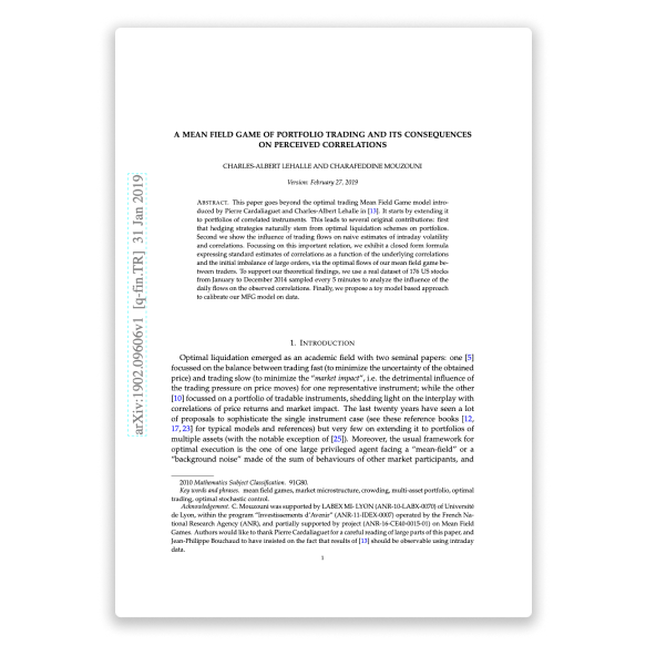 A Mean Field Game of Portfolio Trading — research paper by Charafeddine Mouzouni